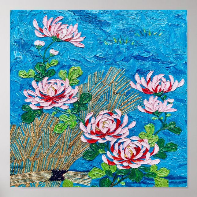 Póster Crisantemos japoneses después de Van Gogh (Frente)