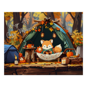 Póster Crisp Air Cosy Recuerdos otoño deja el camping Cut