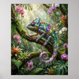 Póster Cristal Camaleón Jungla Resplandor