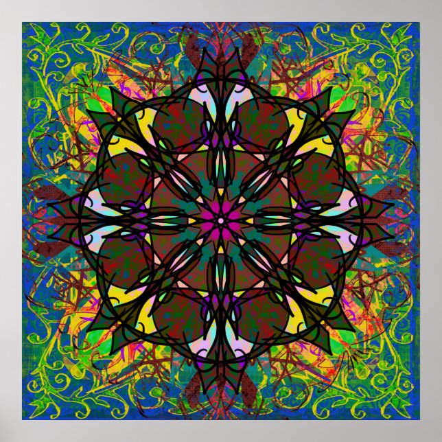 Póster Cristal celta manchada Bohemia tribal manala mosai (Frente)