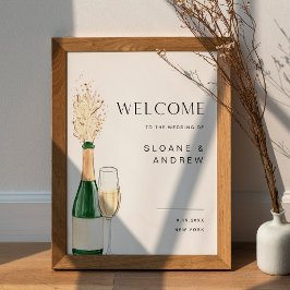 Póster CRISTAL Champagne Bubbly Boda Welcome 18x24