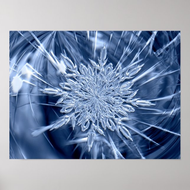 Póster Cristal de hielo de copo de nieve (Frente)