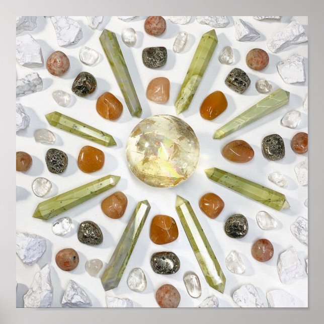 Póster Cristal de piedra de Naranja amarillo y geología ú (Frente)