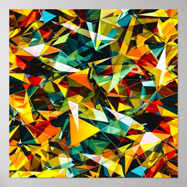 Póster Cristal de Vidrio Geométrico Abstracto Moderno (Frente)