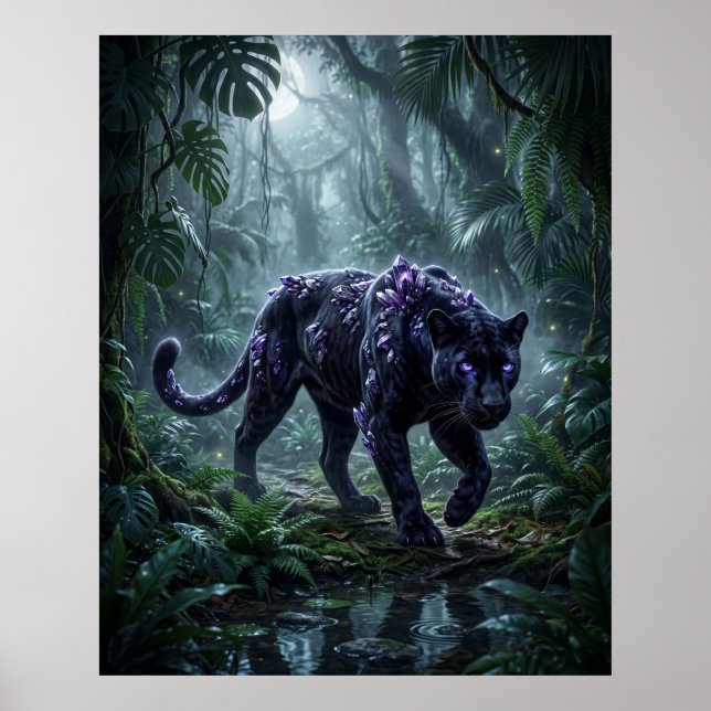 Póster Cristal Pantera Resplandor Nocturno (Frente)