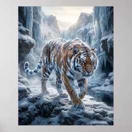 Póster Cristal Tigre Amanecer Helado