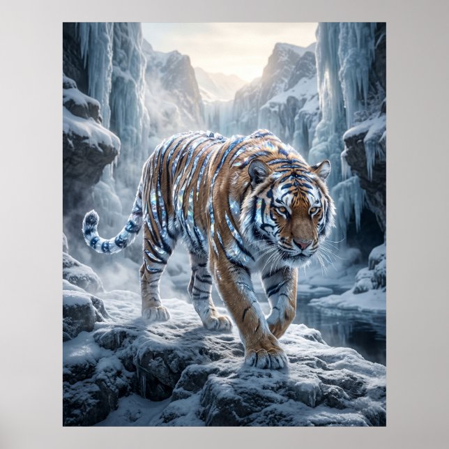 Póster Cristal Tigre Amanecer Helado (Frente)