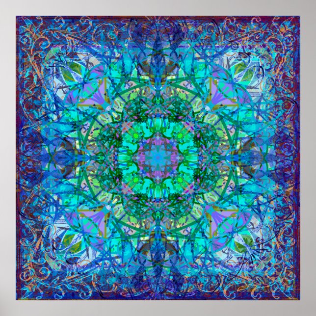 Póster Cristal y hielo celta tribal Mandala (Frente)
