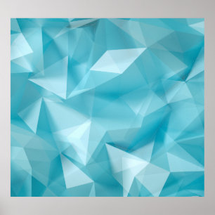 Póster Cristales azul turquesa Triángulos fondo