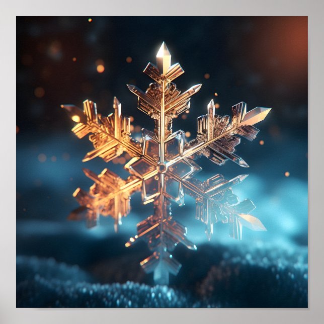 Póster Cristales de copos de nieve de vacaciones (Frente)