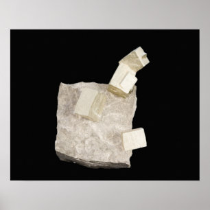 Póster Cristales de la pirita en pizarra