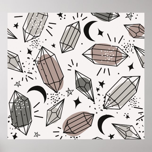 Póster Cristales, Luna, Estrellas, Diseño superficial. (Frente)