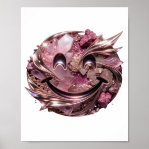 Póster Cristales rosados clásicos plateados Y ADORNOS MET