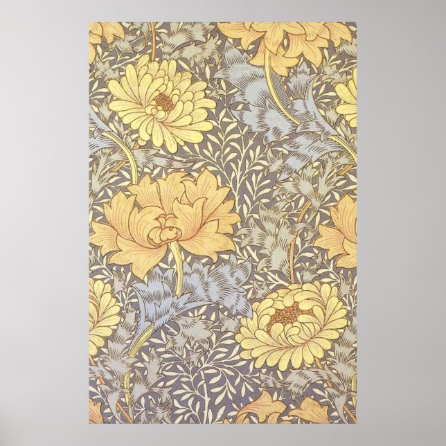 Póster Cristantemo Hermoso Flor de William Morris (Frente)