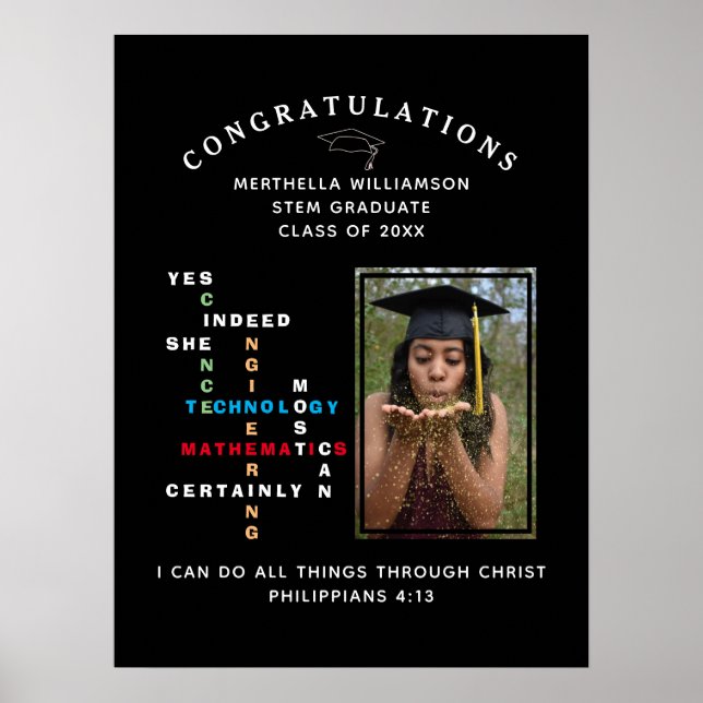 Póster Cristiana SÍ ELLA PUEDE felicitar a los graduados (Frente)