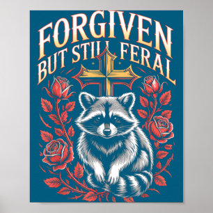 Póster Cristianismo de Mapache Feral Pero Perdonado Cita