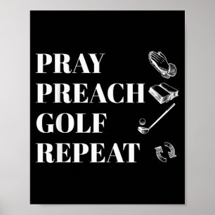 Póster Cristianismo Divertido Reza Predica Golf Repite Pa