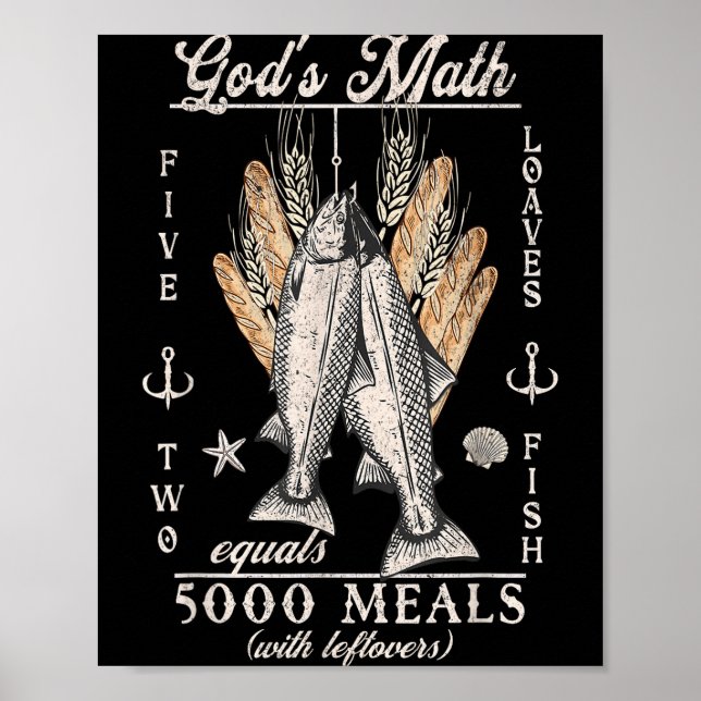 Póster Cristiano 2 Peces 5 Panes 5000 Contra _2 (Frente)