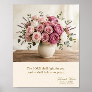 Póster cristiano floral Exodus 14:14 Estate Quieto