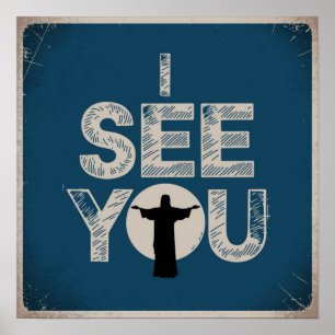 Póster Cristiano Jesús te está vigilando, Jesús te veo