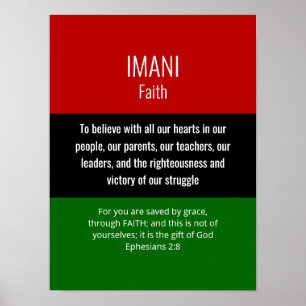 Póster Cristiano Kwanzaa, creyente de IMANI moderno