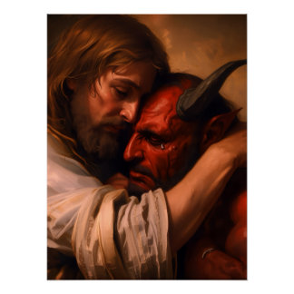 Póster Cristo amando a Lucifer