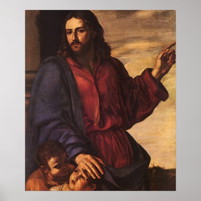 Póster Cristo bendiciendo niños por Artemisia Gentileschi (Frente)