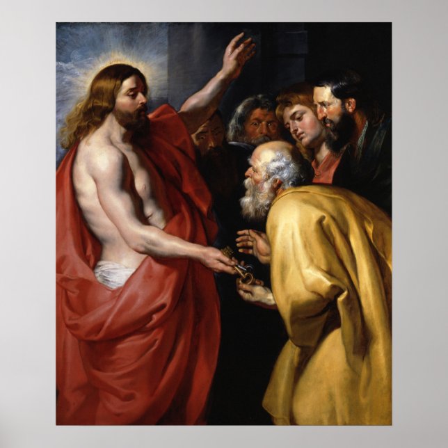 Póster Cristo dando las llaves del cielo a San Pedro (Frente)
