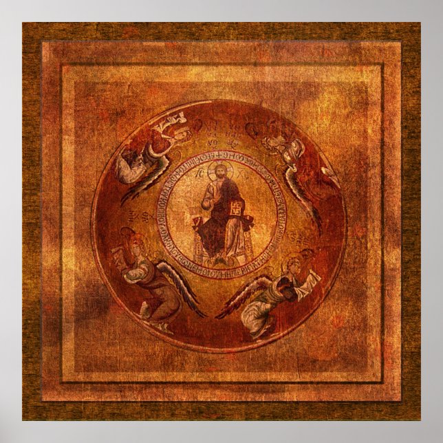 Póster Cristo de la iconografía cristiana del pantokrador (Frente)