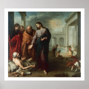 Póster Cristo en el estanque de Betesda, 1667-70 (óleo so