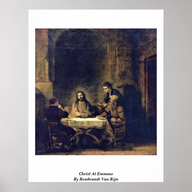 Póster Cristo En Emmaus Por Rembrandt Van Rijn (Frente)