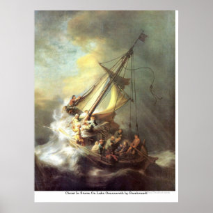 Póster Cristo en tormenta en el lago Genezareth de