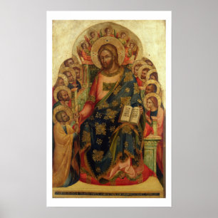 Póster Cristo Enthroned con los santos y los ángeles que