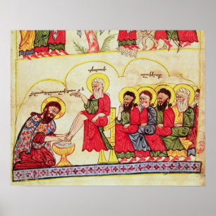 Póster Cristo lavando los pies discípulos