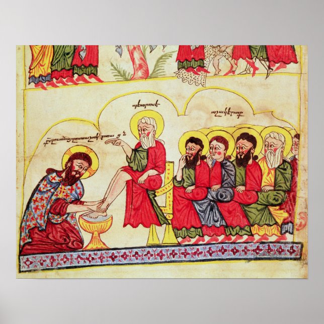 Póster Cristo lavando los pies discípulos (Frente)