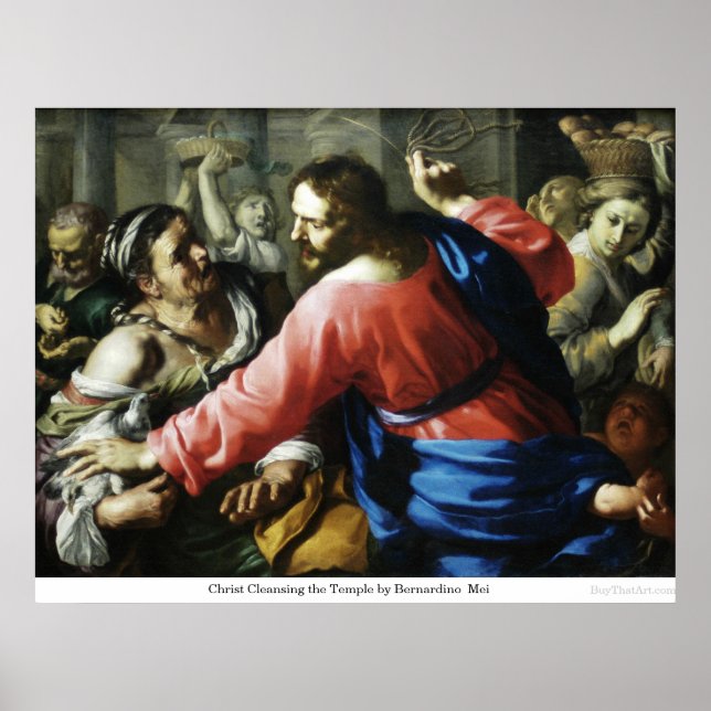Póster Cristo limpiando el templo por Bernardino Mei (Frente)