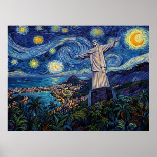 Póster Cristo Redentor Río de Janeiro Bajo Ni estrellado