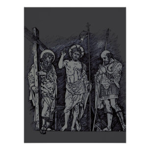 Póster Cristo resucitado entre los santos Andrés y Longin