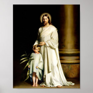 Póster Cristo y el niño joven de Carl Bloch