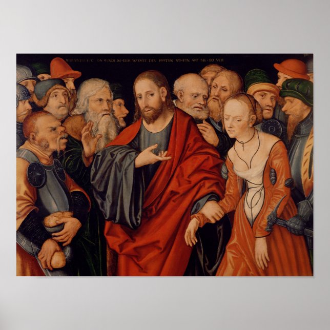 Póster Cristo y la mujer en el adulterio (Frente)