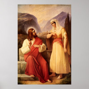 Póster Cristo y la samaritana por Christian Schleisner