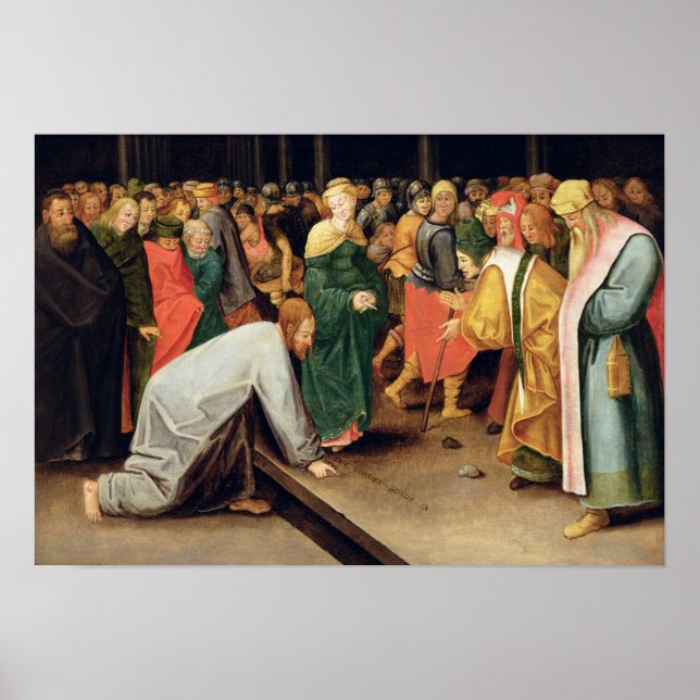 Póster Cristo y las mujeres en el adulterio, 1628 (Frente)