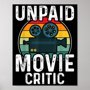 Póster Crítico de cine retro vintage no remunerado cine p