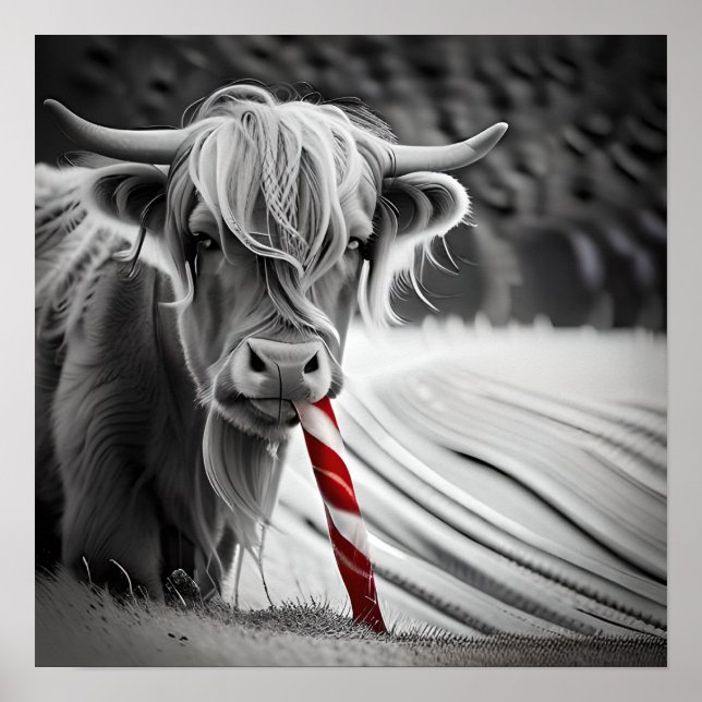 Póster Críticos de caña de navidades en vaca Highland (Frente)