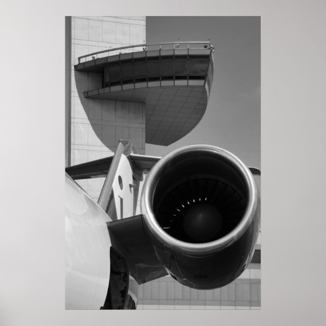 Póster CRJ JFK Tower B&W (Frente)