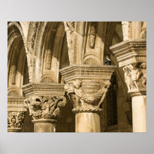 Póster Croacia, Dalmacia, Dubrovnik. Arcos de piedra y