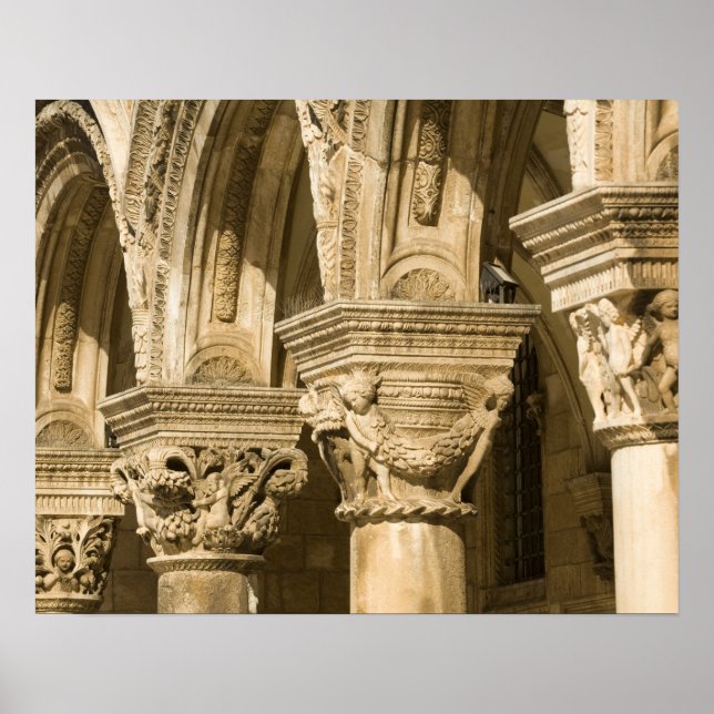 Póster Croacia, Dalmacia, Dubrovnik. Arcos de piedra y (Frente)