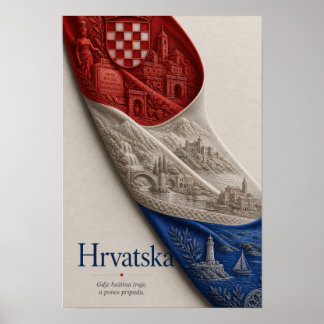 Póster Croacia - Donde el patrimonio perdura y el orgullo
