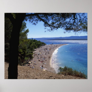 Póster Croacia, isla de Brac, Bol, playa Golden Cape