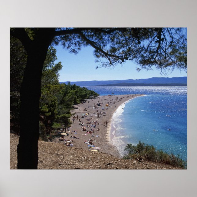 Póster Croacia, isla de Brac, Bol, playa Golden Cape (Frente)